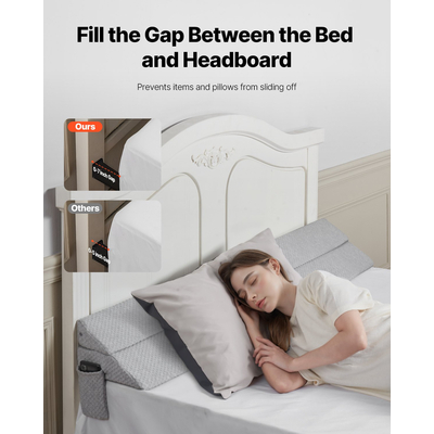 Μαξιλάρι κρεβατιού VEVOR σε σχήμα σφήνας για κεφαλάρι 76"x10"x6" Γέμισμα κενών κρεβατιού 0-7