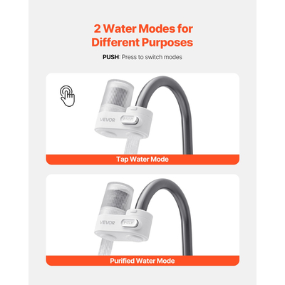 VEVOR Φίλτρο νερού για βρύση, καθαριστής νερού νεροχύτη για κουζίνα, κάθετο, λευκό