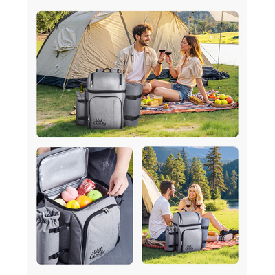 Τσάντα πλάτης VEVOR για πικνίκ παραλίας 4 ατόμων με ψυγείο, γκρι