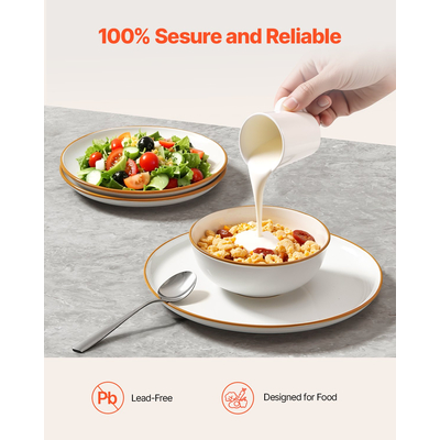 Σετ σερβίτσιων VEVOR 18 τεμαχίων, κεραμικά πιάτα και μπολ, σερβίρισμα για 6 άτομα, λευκό