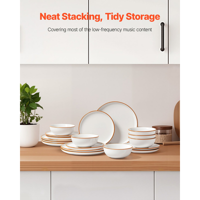 Σετ σερβίτσιων VEVOR 18 τεμαχίων, κεραμικά πιάτα και μπολ, σερβίρισμα για 6 άτομα, λευκό