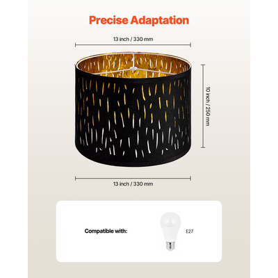 VEVOR Σετ 2 αμπαζούρ για τύμπανο, μεσαίο, στρογγυλό, 13 x 13 x 10 εκ. με άρπα