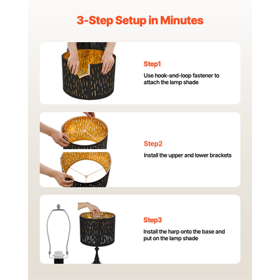 VEVOR Σετ 2 αμπαζούρ για τύμπανο, μεσαίο, στρογγυλό, 13 x 13 x 10 εκ. με άρπα