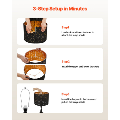 VEVOR Σετ 2 αμπαζούρ για τύμπανο 13 x 13 x 10 ίντσες, στρογγυλό αμπαζούρ με άρπα (μαύρο)