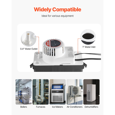 Αντλία Απομάκρυνσης Συμπυκνωμάτων VEVOR Αυτόματη Αντλία Συμπυκνωμάτων 1/50 HP 65GPH Ανύψωση 4,57m