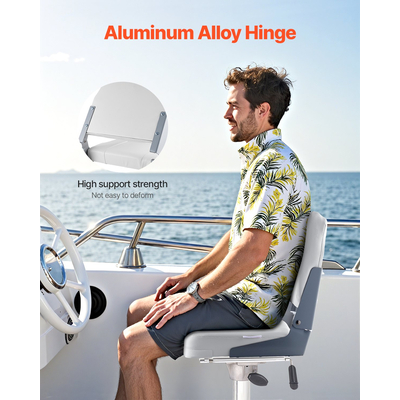 VEVOR Κάθισμα Σκάφους με Χαμηλή Πλάτη, Πτυσσόμενο Μαξιλάρι Σφουγγάρι για Κάθισμα Σκάφους Ψαρέματος, Λευκό