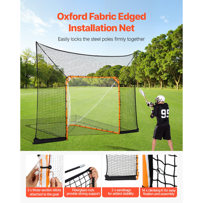 VEVOR 12x9 ft Χόκεϊ Λακρός Τέρμα με Διχτυ Προπόνησης Εκτεταμένης Κάλυψης