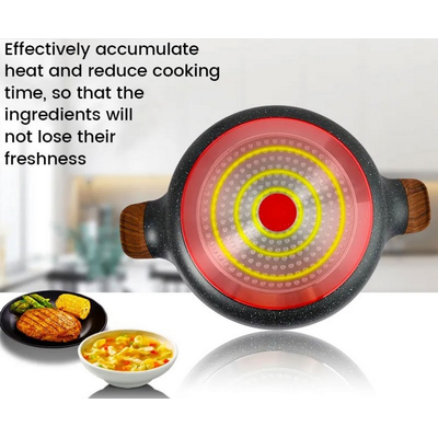 Ρηχή κατσαρόλα αντικολλητική με καπάκι - 2.7L - CA004-BS24-Black - DSP - 563769