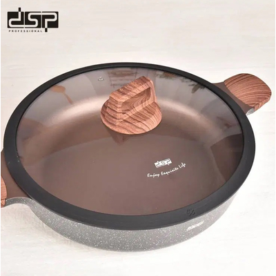 Ρηχή κατσαρόλα αντικολλητική με καπάκι - 2.7L - CA004-BS24-Black - DSP - 563769