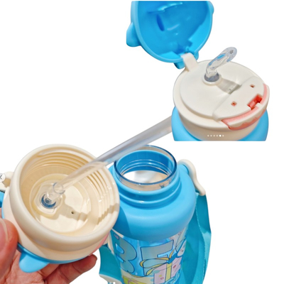 Παιδικό παγούρι πλαστικό με καλαμάκι - 650ml - 722436 - Pink