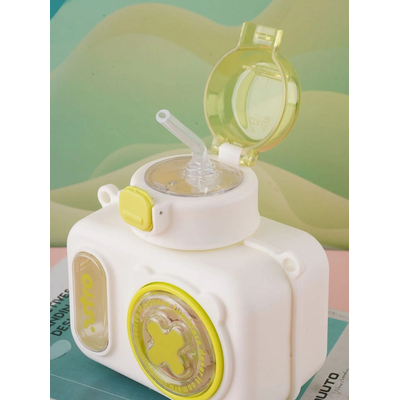 Φορητό παγούρι πλαστικό με καλαμάκι - Camera - 600ml - 722450 - Pink