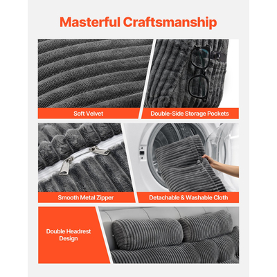 Μαξιλάρι κεφαλιού VEVOR Queen Size με 2 τσέπες και προσκέφαλα