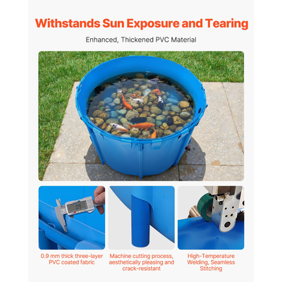 Λίμνη VEVOR από καμβά, υπερυψωμένο ενυδρείο, στρογγυλή λίμνη Koi 448,8 γαλονιών (μπλε)
