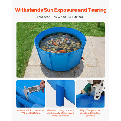 VEVOR Υφασμάτινη Λίμνη από Καμβά, Υπέργεια Λίμνη Koi 818 Gal, Στρογγυλή (Μπλε)