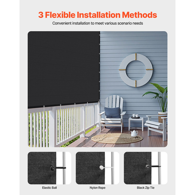 VEVOR 90% Υφασμάτινη Οθόνη Προστασίας Απορρήτου 10 x 10 πόδια για Αίθριο Κήπο (Μαύρο)