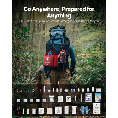 Κιτ πρώτων βοηθειών VEVOR Μεγάλη τσάντα επιβίωσης 500 τεμαχίων για ιατρικά είδη έκτακτης ανάγκης