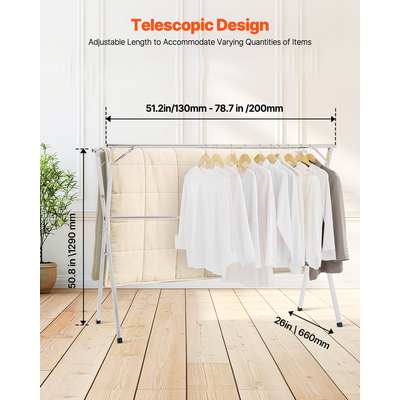 Τηλεσκοπική απλώστρα ρούχων VEVOR 2 επιπέδων με 30 αντιανεμικές τρύπες και 2 γάντζους παπουτσιών