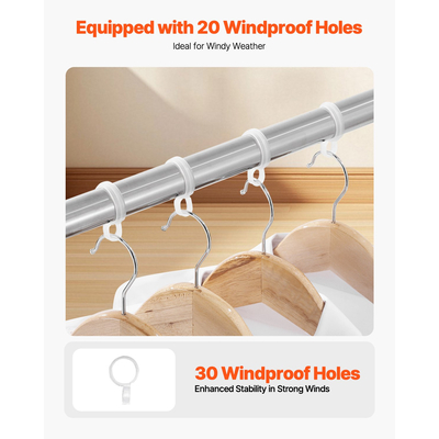 Τηλεσκοπική απλώστρα ρούχων VEVOR 2 επιπέδων με 30 αντιανεμικές τρύπες και 2 γάντζους παπουτσιών