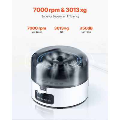 Μίνι Φυγοκεντρική Μηχανή VEVOR 0,2/1,5/2ml Σταθερής Ταχύτητας 7000rpm με Ρότορα 2 σε 1