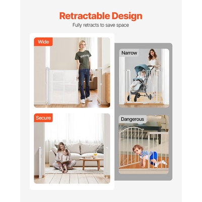 Πτυσσόμενη Πόρτα Μωρού VEVOR με Ύψος 870 mm, Επεκτείνεται σε Πλάτος 1400 mm, Λευκό για Παιδιά και Κατοικίδια