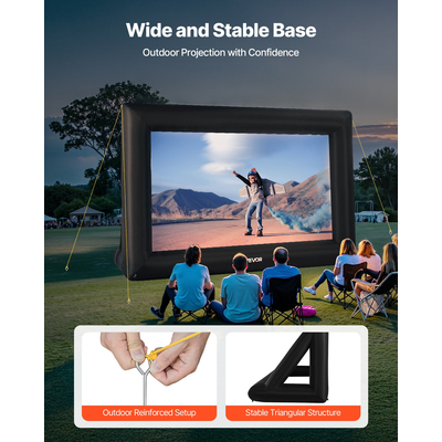 Φουσκωτή οθόνη κινηματογράφου VEVOR 16 ποδιών, προβολέας ταινιών 16:9 600D με φορητή τσάντα