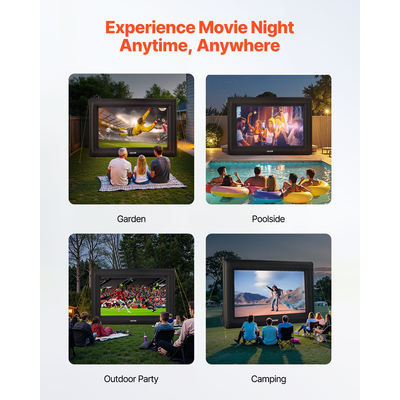 Φουσκωτή οθόνη κινηματογράφου VEVOR 16 ποδιών, προβολέας ταινιών 16:9 600D με φορητή τσάντα