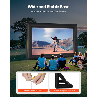 Φουσκωτή οθόνη κινηματογράφου VEVOR 20 ποδιών, προβολέας ταινιών 16:9 600D με φορητή τσάντα