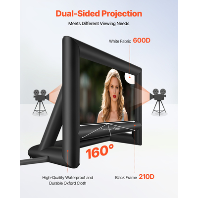 Φουσκωτή οθόνη κινηματογράφου VEVOR 18 ποδιών, προβολή ταινίας 16:9 600D με φορητή τσάντα