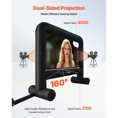 Φουσκωτή οθόνη κινηματογράφου VEVOR 16 ποδιών, προβολή ταινίας 16:9 600D με φορητή τσάντα