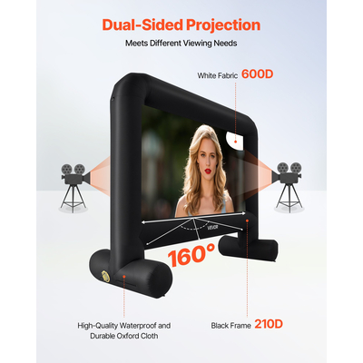 Φουσκωτή οθόνη κινηματογράφου VEVOR 15 ποδιών, προβολέας ταινιών 16:9 600D με φορητή τσάντα