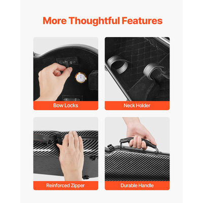 Φορητή τσάντα μεταφοράς βιολιού VEVOR από σύνθετες ίνες άνθρακα 4/4 πλήρους μεγέθους