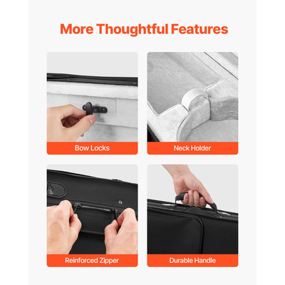 Φορητή θήκη βιολιού VEVOR από νάιλον ύφασμα 4/4 πλήρους μεγέθους, αντιχαρακτική τσάντα μεταφοράς