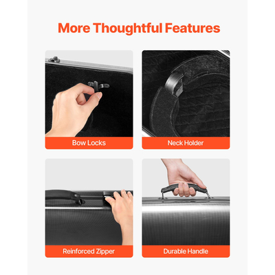 Φορητή τσάντα μεταφοράς βιολιού VEVOR από σύνθετες ίνες άνθρακα 4/4 πλήρους μεγέθους
