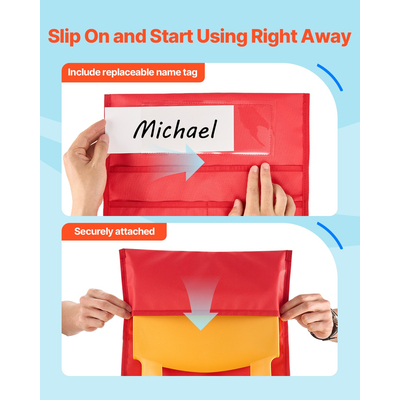 Θήκες καρέκλας VEVOR για τάξη, 24 τσέπες καθίσματος με ετικέτα ονόματος, πολύχρωμες