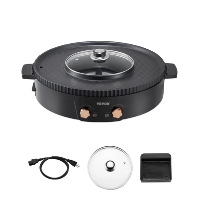 VEVOR Hot Pot με Γκριλ Ηλεκτρική ψησταριά και ζεστή κατσαρόλα 1800W 2 σε 1 χωρίς καπνό