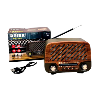 Επαναφορτιζόμενο ραδιόφωνο Retro - MD-1302BT - 020108 - Light Brown/Wood