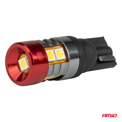 ΛΑΜΠΑΚΙΑ LED T10 W5W 12V/24V LED CAN-BUS 9xSMD 3030 ΛΕΥΚΟ ΦΩΣ 5.500K (ΣΕ ΧΡΩΜΑ ΚΟΚΚΙΝΟ-ΜΑΥΡΟ) AMIO - 2 ΤΕΜ.