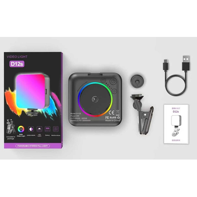 Επαναφορτιζόμενος φακός κάμερας LED - Multicolor - D12S - 812914