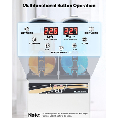 VEVOR Εμπορική Μηχανή Γλυκού 15Lx2 Δεξαμενή Margarita Smoothie Παγωμένης Ποτής