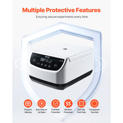 Φυγοκεντρική Μηχανή VEVOR 2/5/10/15ml Ταχύτητα 500-4000rpm με 1 ρότορα και χρονοδιακόπτη