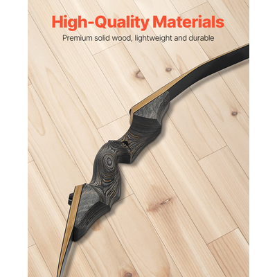 VEVOR 60 ιντσών Ξύλινο τόξο με κυρτό τόξο, κιτ κυνηγετικών βελών, εξάσκησης 45 λίβρες