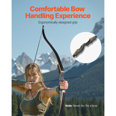 VEVOR 60 ιντσών Ξύλινο τόξο με κυρτό τόξο, κιτ κυνηγετικών βελών, 50 λίβρες