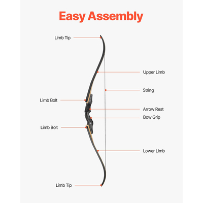 VEVOR 60 ιντσών Ξύλινο τόξο με κυρτό τόξο, κιτ κυνηγετικών βελών, 50 λίβρες