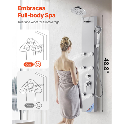 Σύστημα ντους VEVOR με στήλη από ανοξείδωτο χάλυβα, υδρομασάζ με κεφαλή βροχής