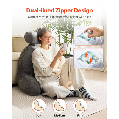 Μαξιλάρι Διαβάσματος VEVOR Μεγάλο Μαξιλάρι Κρεβατιού με Αφαιρούμενο Προσκέφαλο και Πλενόμενο Πανί