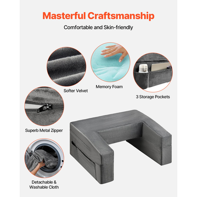 Μαξιλάρι ανάγνωσης VEVOR Μαξιλάρι γραφείου με 2 τσέπες και θήκη για ποτήρια, πλενόμενο πανί