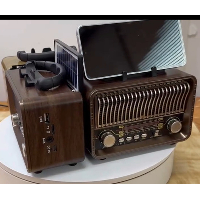 Επαναφορτιζόμενο ραδιόφωνο Retro με ηλιακό πάνελ - MD-1232BTS - 020115 - Gold