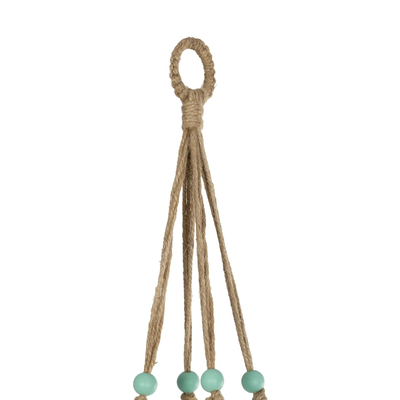 GloboStar® Artificial Garden PUEBLO 20532 Διακοσμητική Κεραμική Γλάστρα Λευκή με Μακραμέ Μ13 x Π13 x Υ12 cm