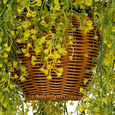 GloboStar® Artificial Garden GOLDEN BELL WILLOW HANGING PLANT 20626 Τεχνητό Κρεμαστό Διακοσμητικό Φυτό Κίτρινη Ιτιά Μ40 x Π40 x Y60cm