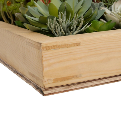 GloboStar® Artificial Garden VARIOUS PLANT 20642 Τεχνητό Διακοσμητικό Φυλλωσιάς σε Ξύλινο Πάνελ  - Κάθετος Κήπος Μιξ Μ60 x Π60 x Υ20cm